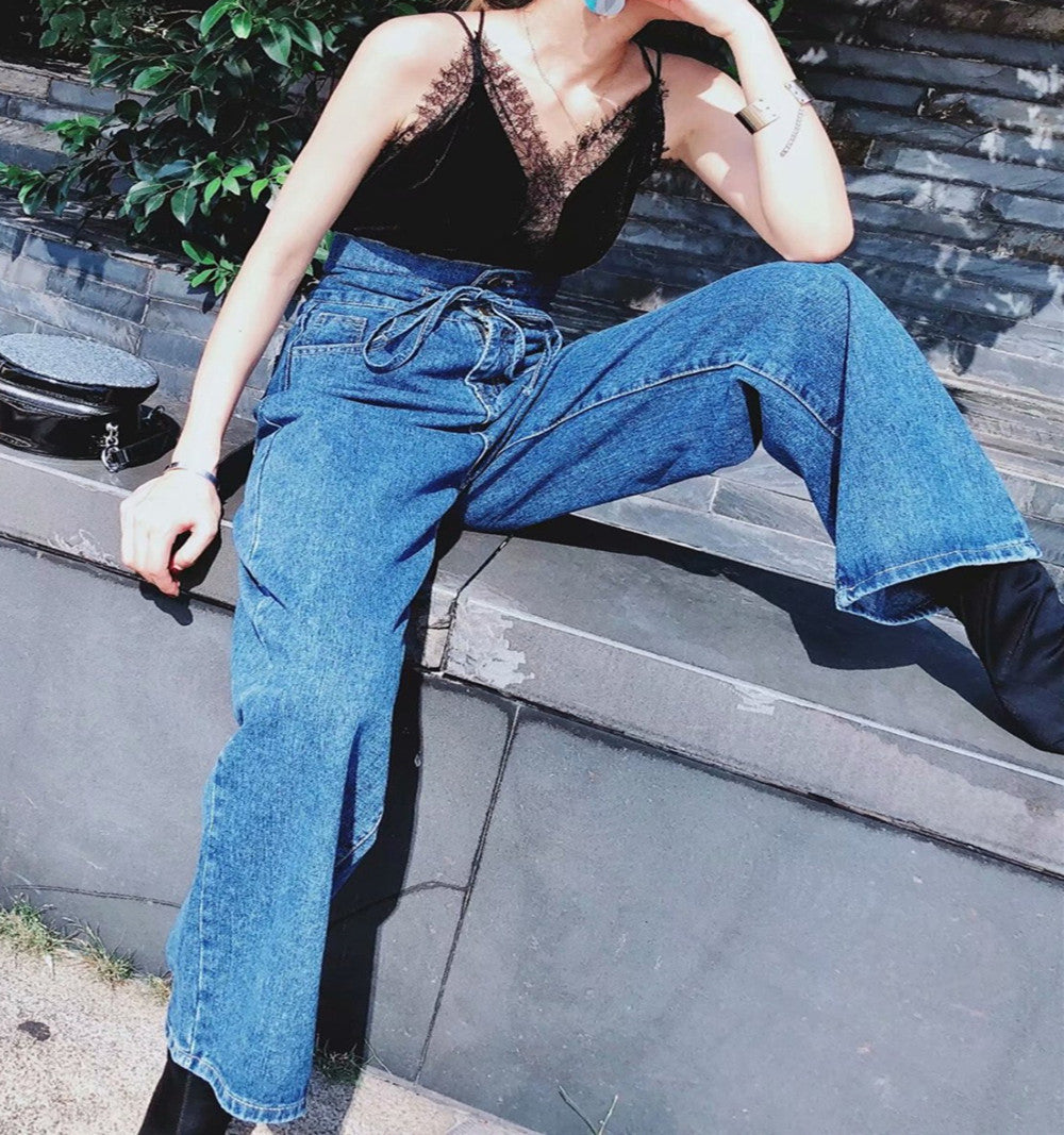 Belmora Dark Blue Wide-Leg Denim Trousers