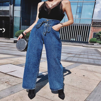 Belmora Dark Blue Wide-Leg Denim Trousers