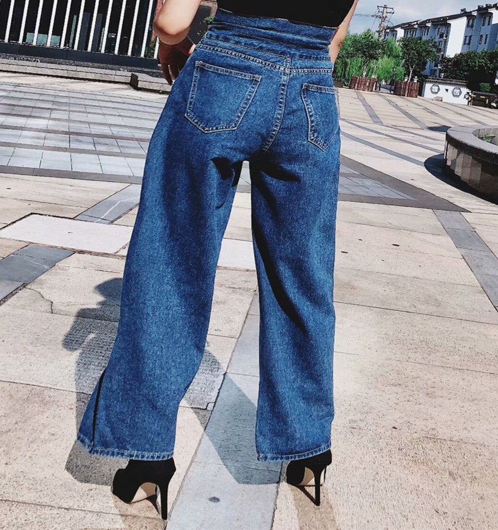 Belmora Dark Blue Wide-Leg Denim Trousers
