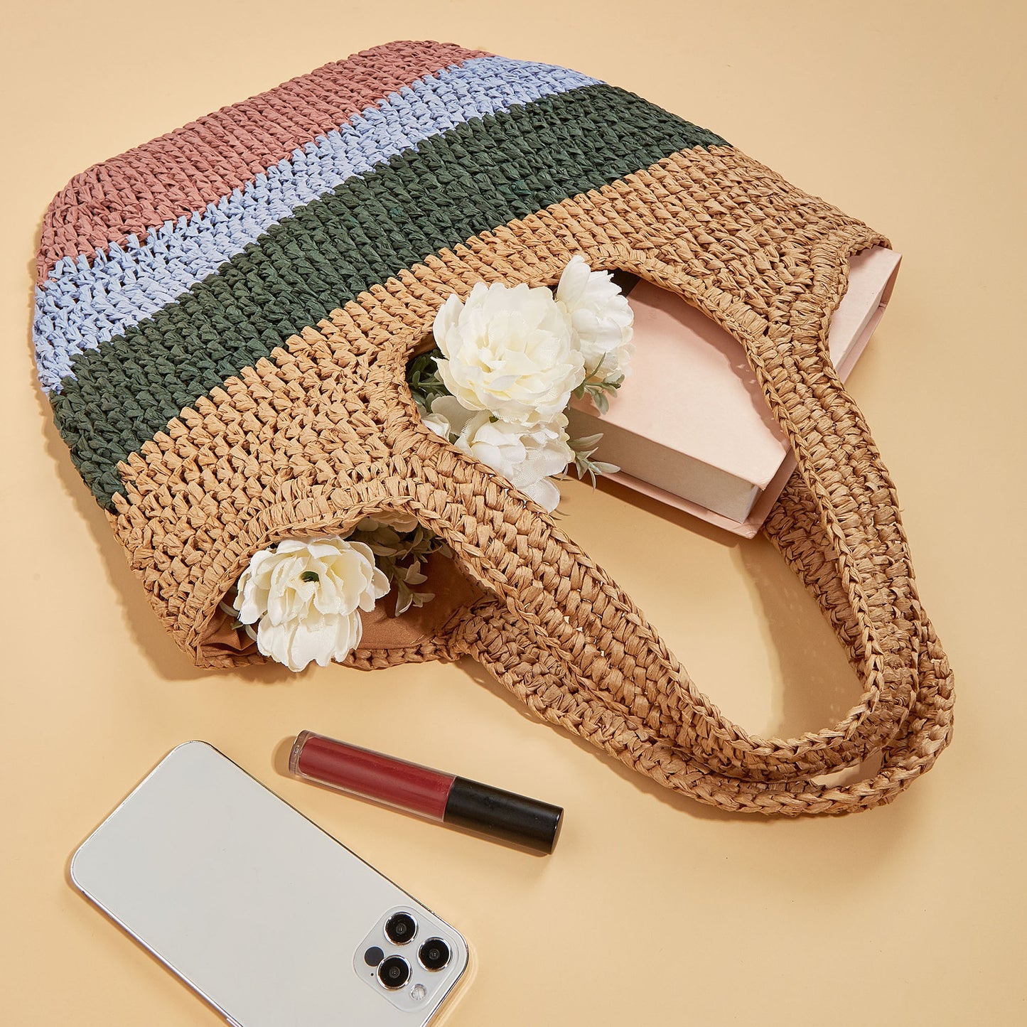 Christina Fashion Color Mosaic Woven Bag