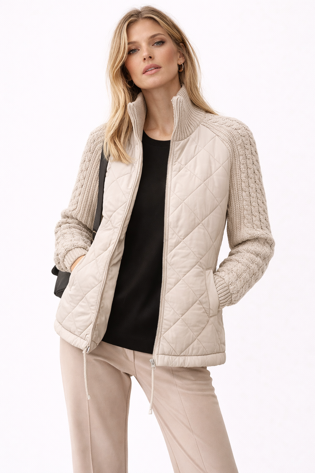 Olive Knit Zip Jacket