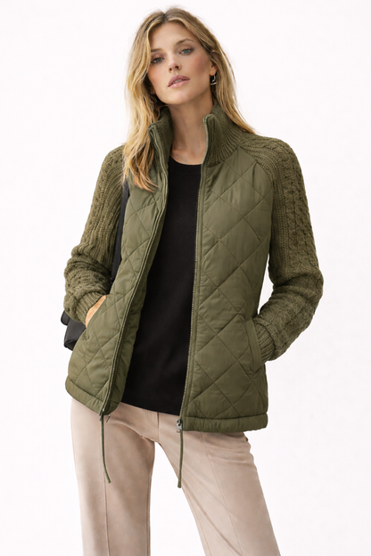 Olive Knit Zip Jacket